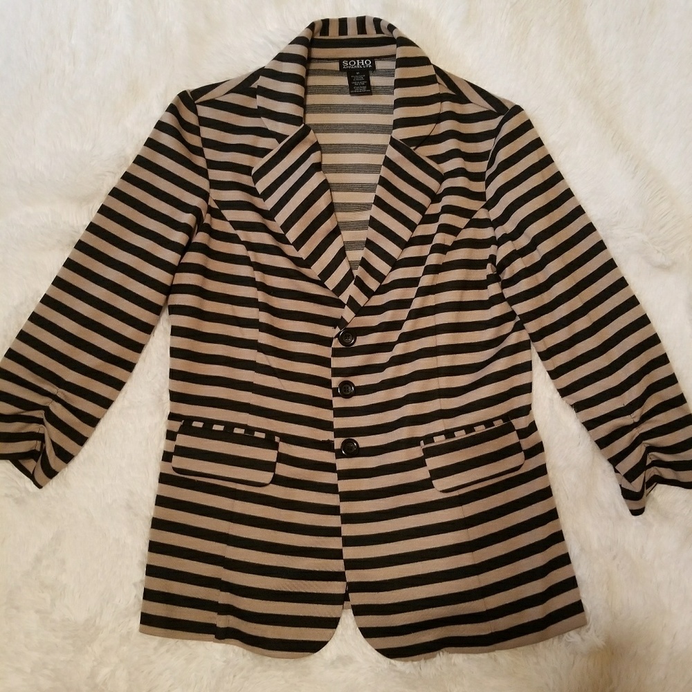 Brown and black striped blazer